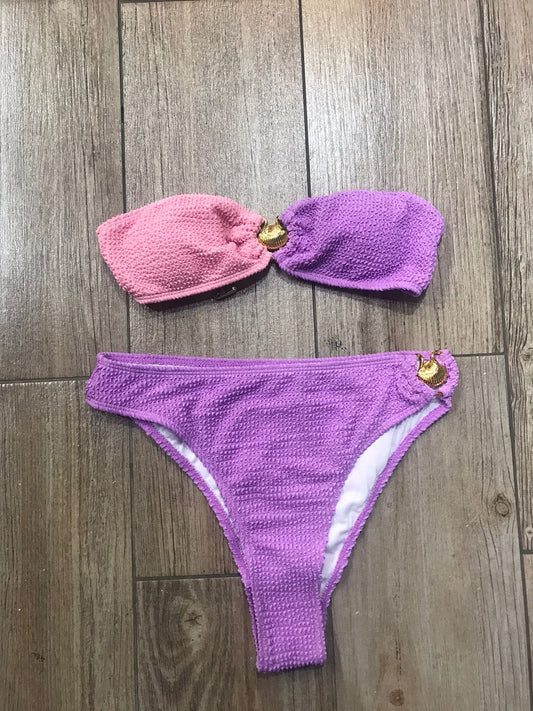 Bikini Strapless Morado/Rosa